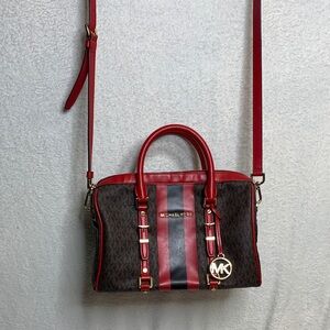 Michael Kors Red and Brown Crossbody Bag